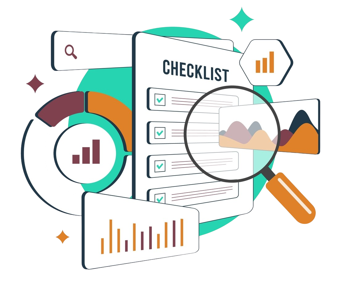 Professional SEO services illustration showing graphs and analytics to boost organic website traffic